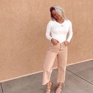 Neutral colored culotte denim